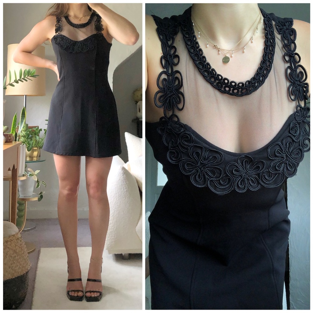 80s Vtg Genie Kingstone Little Black Dress